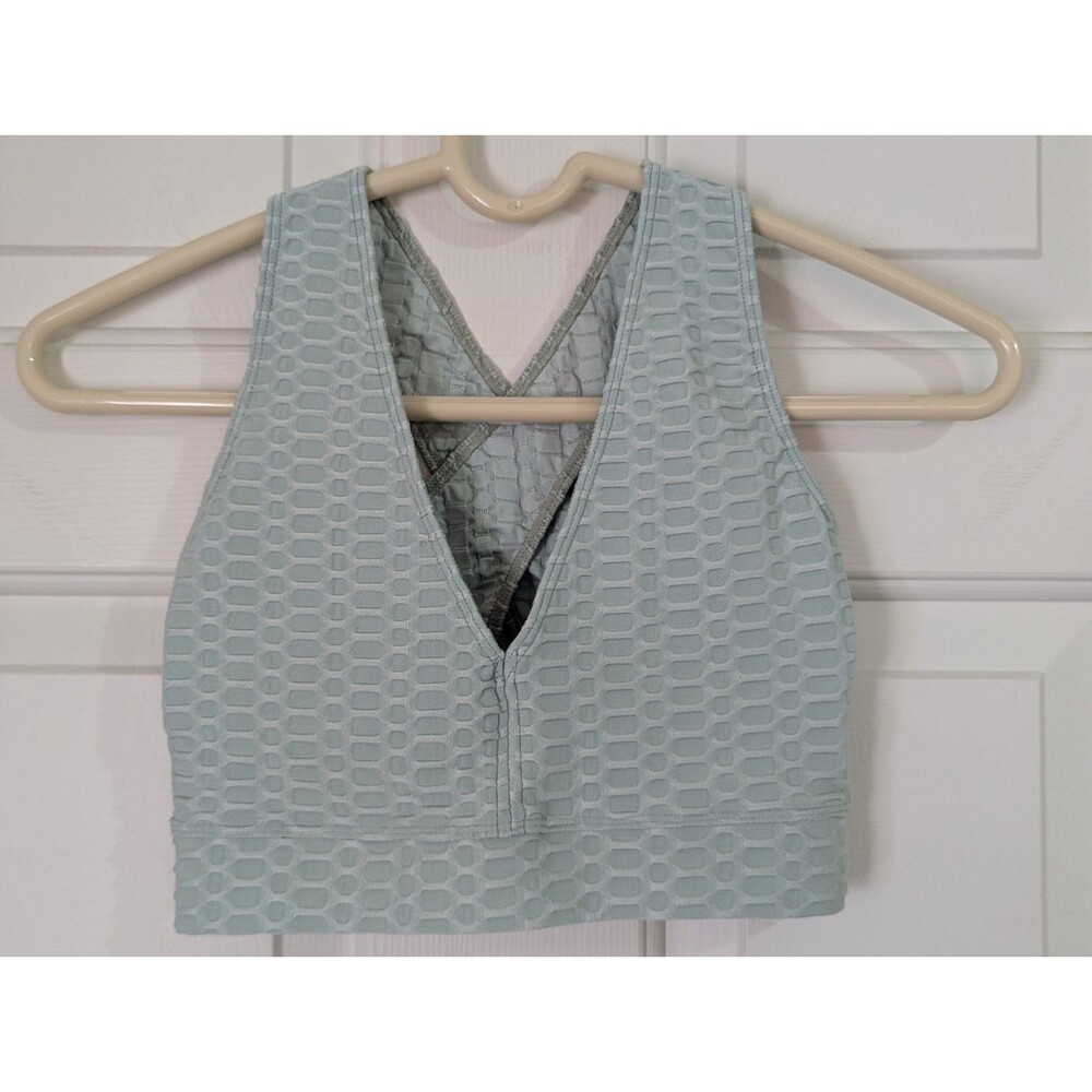 Forever 21 Athletic Sports Bra Small Sage Green Crisscross Back Textured Yoga